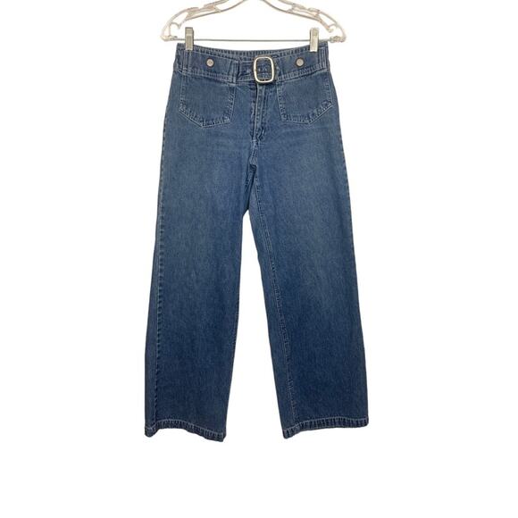 Plugg juniors size 7 27 Vintage wide leg jeans 00 y2k belted denim low rise - Picture 1 of 11